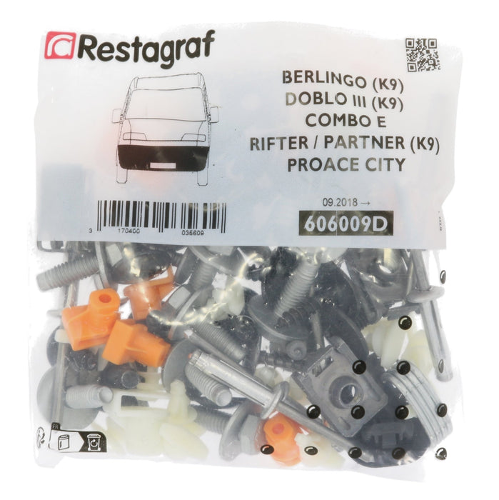 Restagraf Fiat Doblo (2022 on) Front Bumper Fixings & Fasteners Fitting Kit, Fiat 1684528480 - VehicleClips