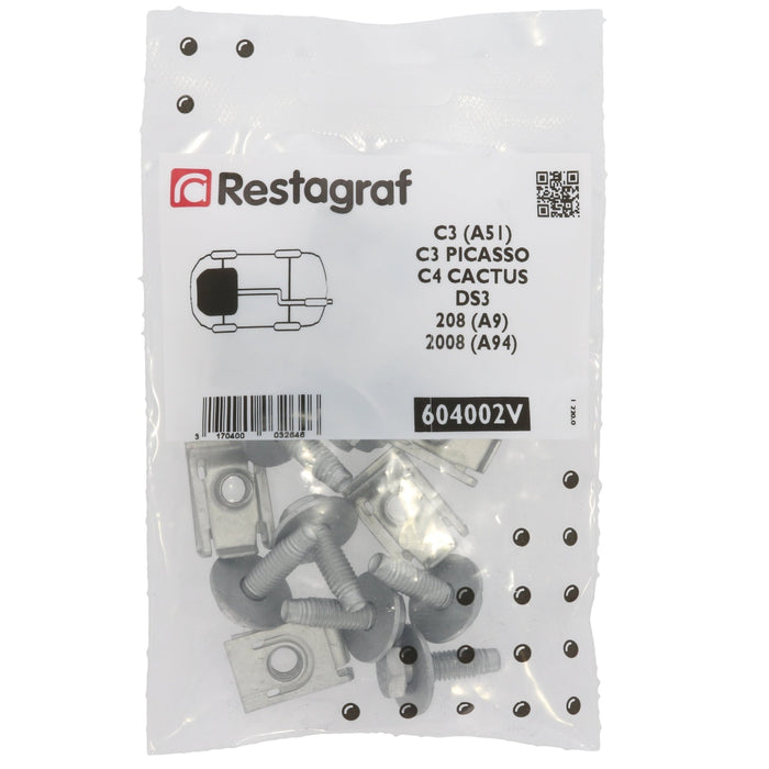 Restagraf Full Engine Undertray Fixings & Fasteners- Fitting Kit, 208 (01.2012 → 12.2019) 2008 (04.2013 → 11.2019) , Peugeot - VehicleClips