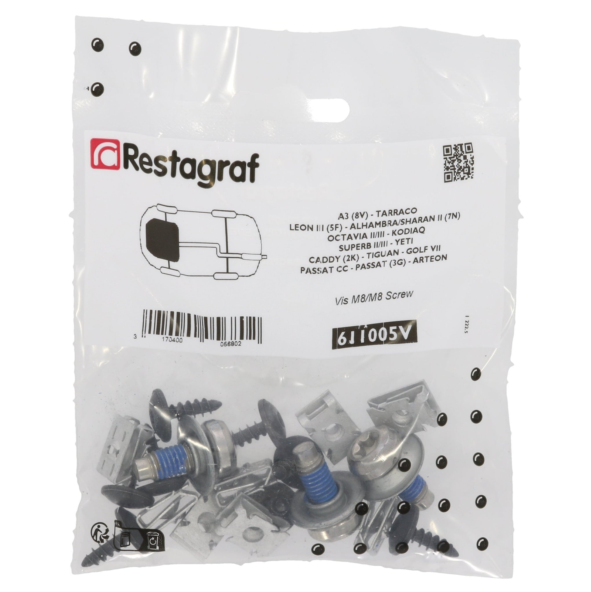 Restagraf Full Front Bumper Fixings & Fasteners- Fitting Kit, Proace , Toyota 1684528480 , 16845-28480