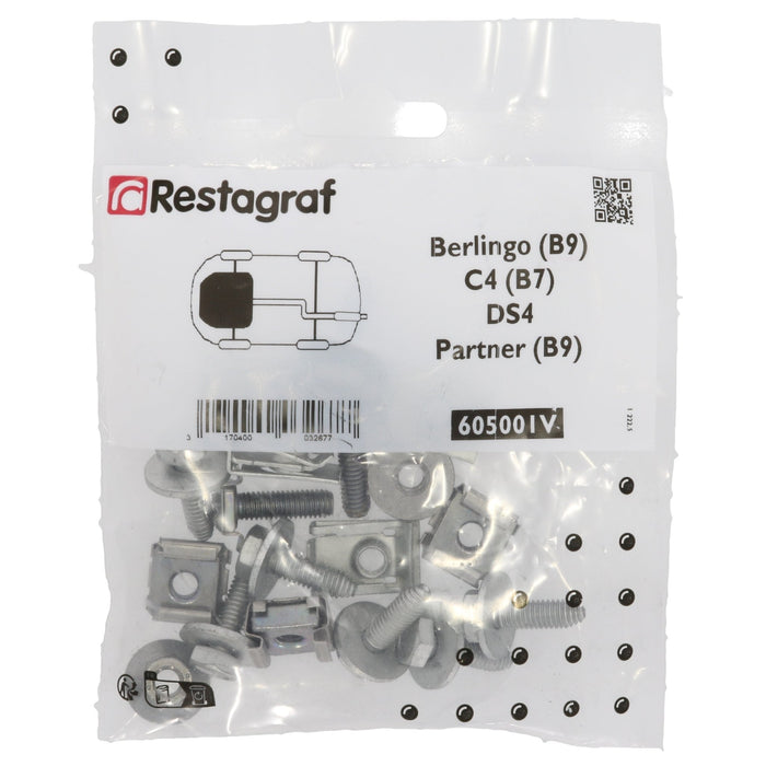 Restagraf Full Engine Undertray Fixings & Fasteners- Fitting Kit, Berlingo Van (05.2008 →) Berlingo Multispace (05.2008 →) C4 (10.2010 → 12.2018) DS4 (03.2011 → 12.2018) , Citroen - VehicleClips