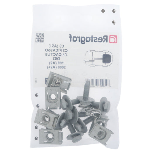 Restagraf Full Engine Undertray Fixings & Fasteners- Fitting Kit, C3 (11.2009 → 12.2016) C3 Picasso (02.2009 → 07.2017) C4 (06.2014 → 12.2020) DS3 (11.2009 → 07.2019) , Citroen - VehicleClips