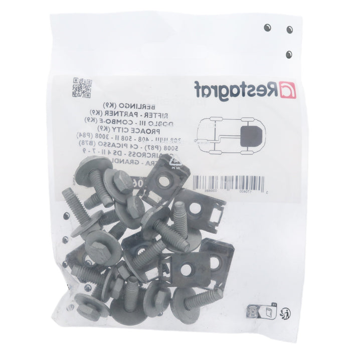 Restagraf Full Engine Undertray Fixings & Fasteners- Fitting Kit, Doblo (07.2022 →) , Fiat - VehicleClips