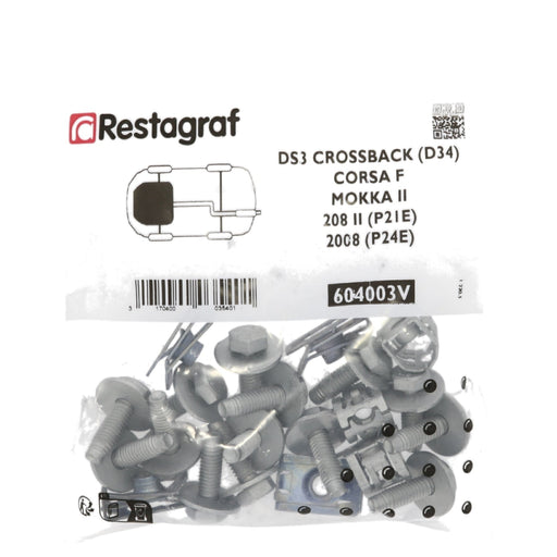 Restagraf Full Engine Undertray Fixings & Fasteners - Fitting Kit, DS3 Crossback DS3 Crossback (01.2019 →) , Citroen - VehicleClips