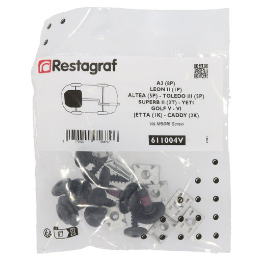 Restagraf Full Engine Undertray Fixings & Fasteners - Fitting Kit, Leon Altea Toledo Altea (03.2004 → 12.2015) Leon (09.2005 → 12.2012) Toledo (09.2004 → 05.2009) , Seat - VehicleClips