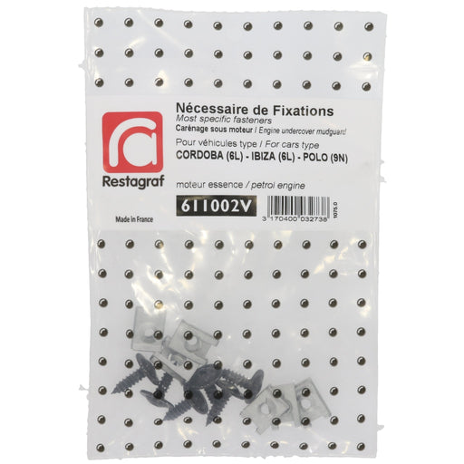 Restagraf Full Engine Undertray Fixings & Fasteners- Fitting Kit, Polo (12.2001 → 09.2009) Petrol, Volkswagen - VehicleClips