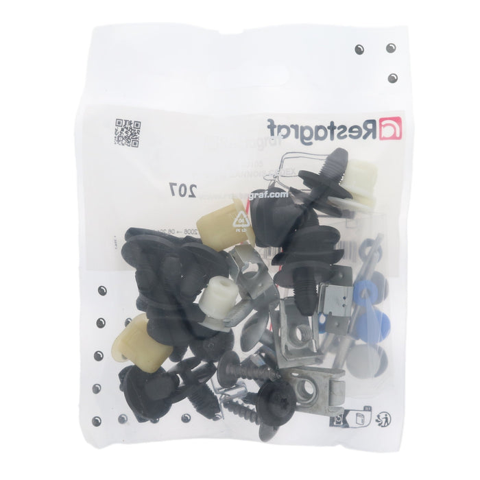 Restagraf Full Front Bumper Fixings & Fasteners- Fitting Kit, 207 (03.2006 → 06.2014) , Peugeot 1607242780 - VehicleClips