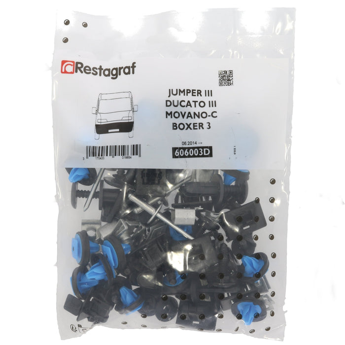 Restagraf Full Front Bumper Fixings & Fasteners- Fitting Kit, Ducato (06.2014 →) , Fiat - VehicleClips