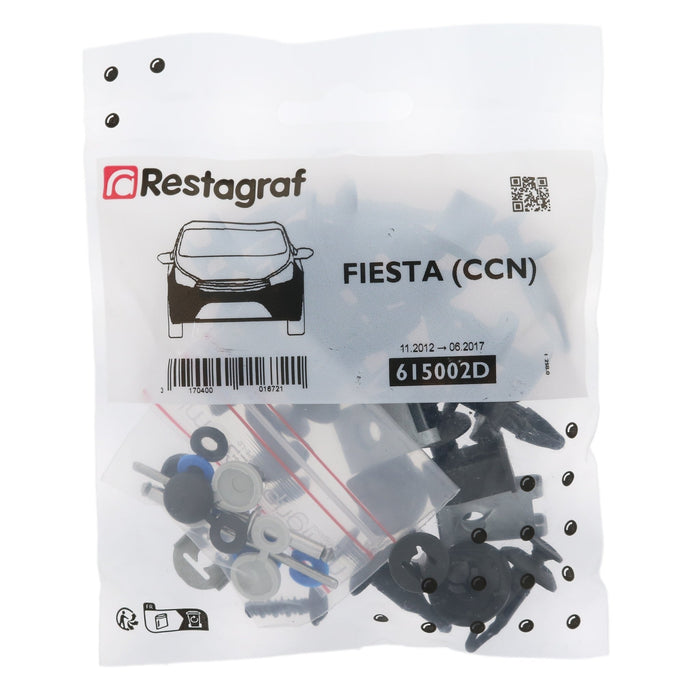 Restagraf Full Front Bumper Fixings & Fasteners - Fitting Kit, Fiesta (11.2012 → 06.2017) , Ford - VehicleClips