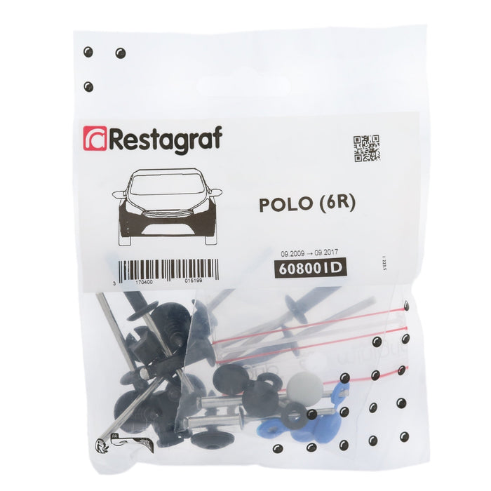 Restagraf Full Front Bumper Fixings & Fasteners - Fitting Kit, Polo (09.2009 → 09.2017) , Volkswagen 6R0898623B , 6R0 898 623 - VehicleClips