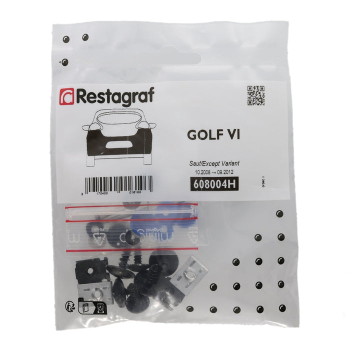 Restagraf Full Rear Bumper Fixings & Fasteners - Fitting Kit, Golf (10.2008 → 09.2012) , Volkswagen 5K6898623 , 5K6 898 623 - VehicleClips