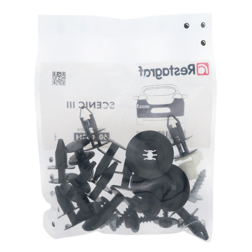 Restagraf Full Rear Bumper Fixings & Fasteners- Fitting Kit, Scenic (04.2009 → 09.2016) , Renault 600387543R, 60 03 875 43R - VehicleClips