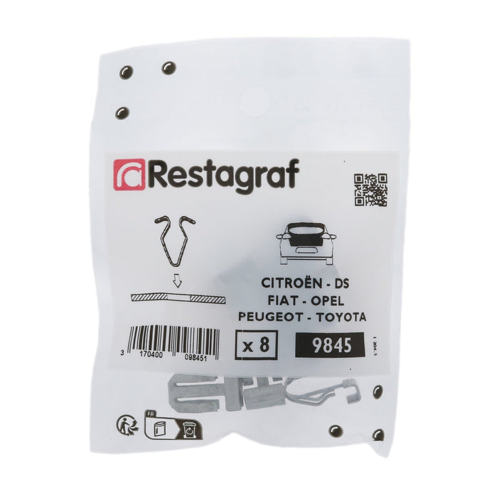 Restagraf - Metal Clip 7,2 X 14,2 mm Tailgate Trim (Pack of 8 Pieces) - Peugeot 8335GG - VehicleClips