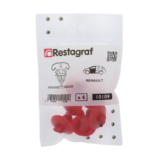 Restagraf - Moulding Clip Ø 12,2 mm Tailgate Spoiler And Door Mirror Trim (Pack of 6 Pieces) - Renault 7701047651 / 77 01 047 651 - VehicleClips