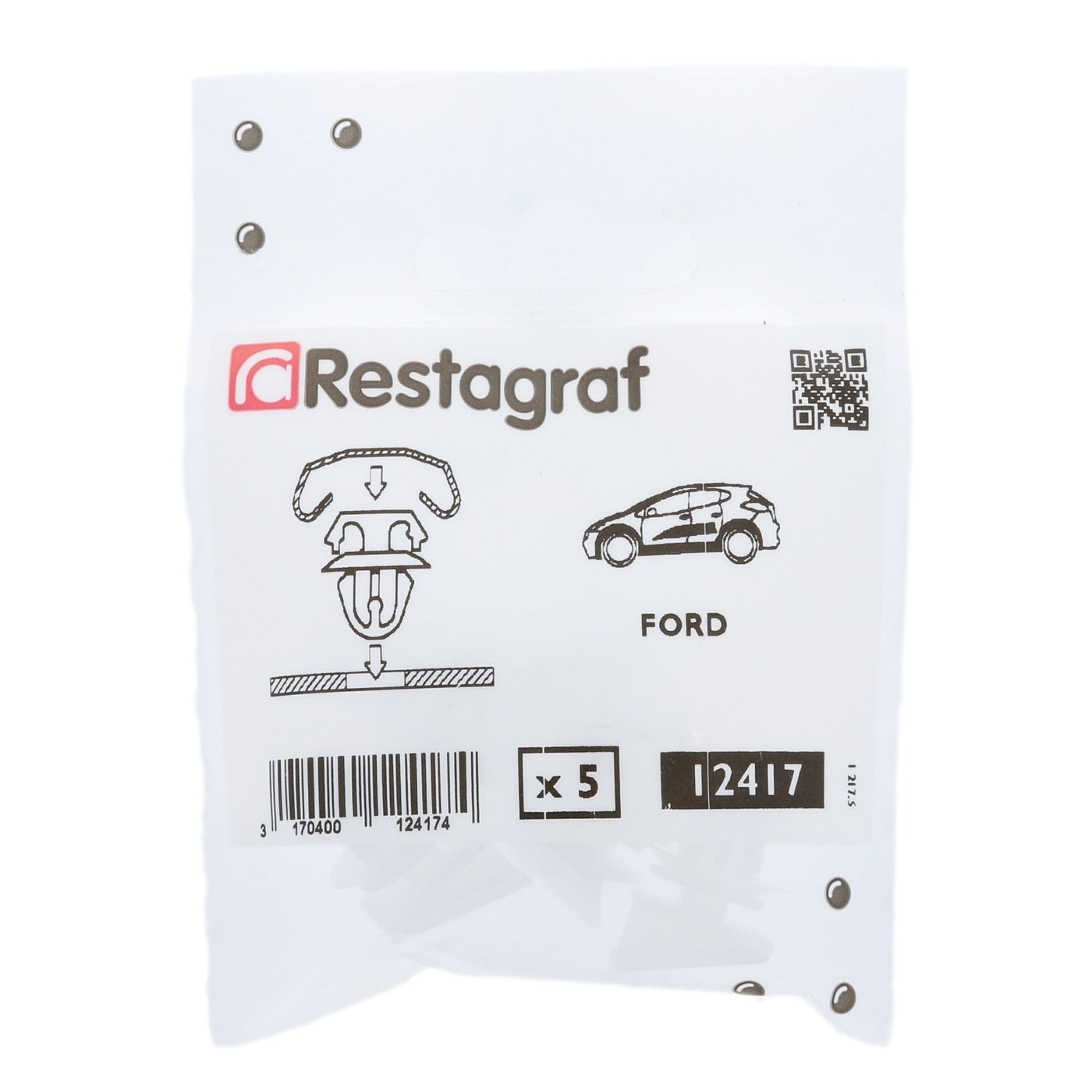 Restagraf- Moulding Clip Ø 9 Mm Rocker Panel (Pack of 5 Pieces)- Ford ...