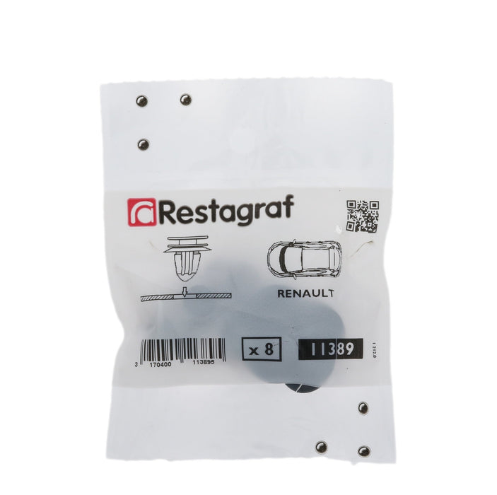 Restagraf - Panel Clip Ø 7,5 → 8 Mm Cowl Air Intake Grid (Pack of 8 Pieces) - Renault 7701056217 - VehicleClips
