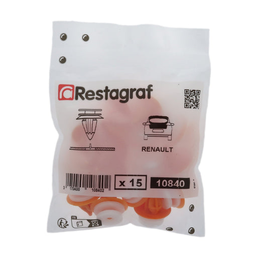Restagraf - Panel Clip Ø 8,2 mm Tailgate And Interior Trim (Pack of 15 Pieces) - Renault 7701058820 - VehicleClips