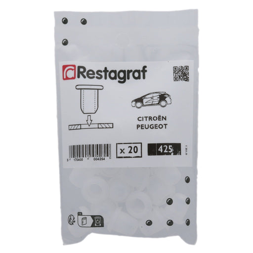 Restagraf - Plastic Grommet Ø 10,5 mm Luggage Floor Carpet (Pack of 20 Pieces) - Citroen 698306 - VehicleClips