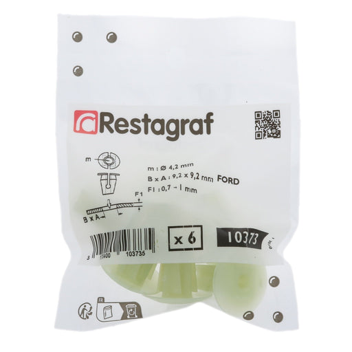Restagraf - Plastic Nut Ø 4,2 mm Door Trim (Pack of 6 Pieces) - Ford 1007902 - VehicleClips