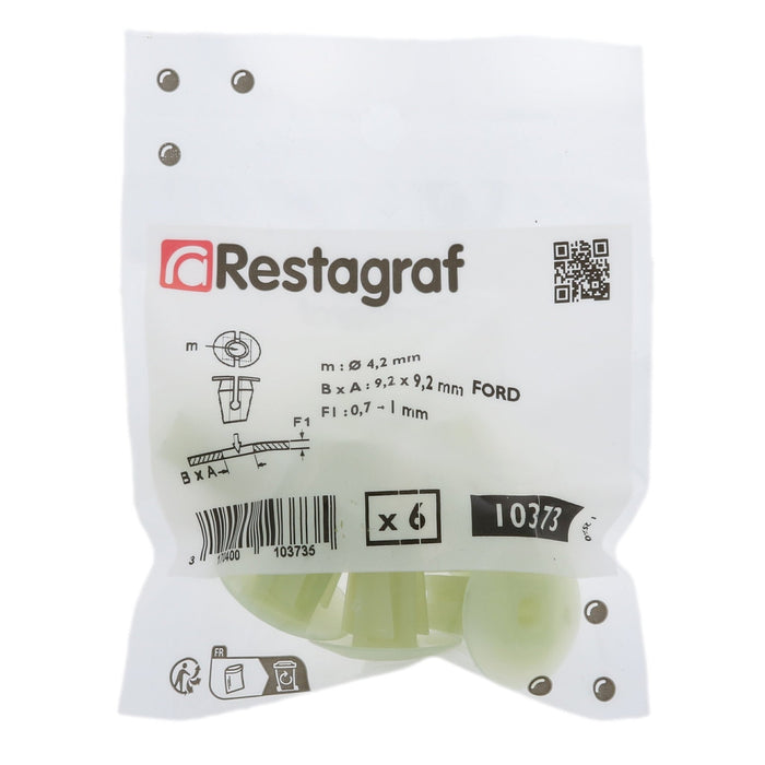 Restagraf - Plastic Nut Ø 4,2 mm Door Trim (Pack of 6 Pieces) - Ford 1007902 - VehicleClips