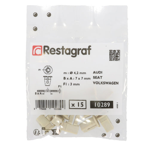 Restagraf - Plastic Nut Ø 4,2 mm Interior And Exterior Trim (Pack of 15 Pieces) - Seat 165827592 / 165 827 592 - VehicleClips