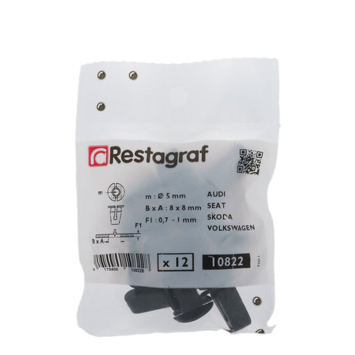 Restagraf - Plastic Nut Ø 5mm Interior And Exterior Trim (Pack of 12 Pieces) - Seat 6L0853379B , 6L0 853 379 - VehicleClips