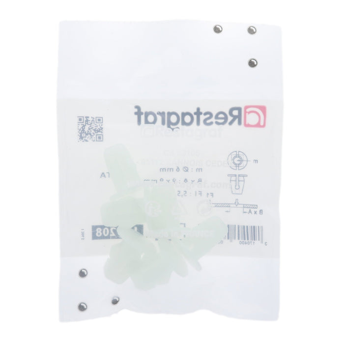 Restagraf - Plastic Nut Ø 6 mm Engine Undercover Mudguard (Pack of 6 Pieces) - Toyota 9018906076 / 90189 - 06076 - VehicleClips