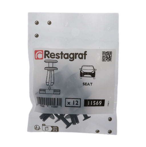 Restagraf - Plastic Rivet Ø 6,5 mm (Pack of 12 Pieces) - Seat 6L0121136A / 6L0 121 136 - VehicleClips