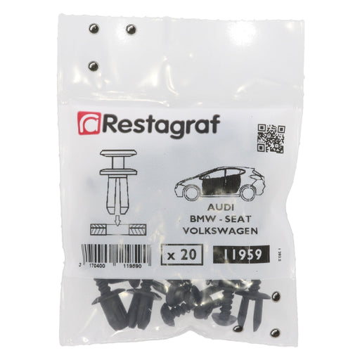 Restagraf - Plastic Rivet Ø 6,7 → 7,2 mm (Pack of 20 Pieces) - BMW 51488353567 / 51 48 8 353 567 - VehicleClips
