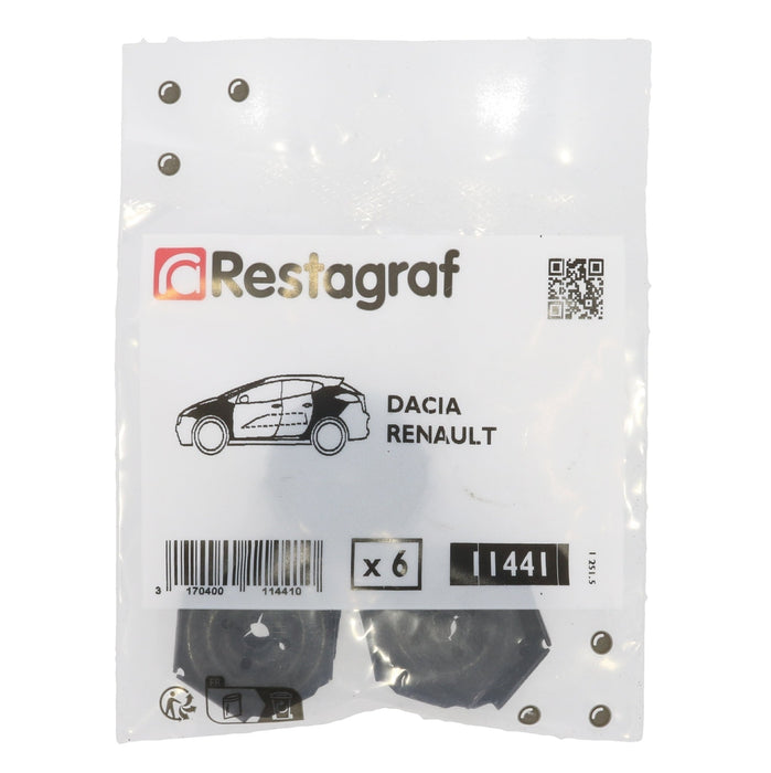 Restagraf - Smooth Stem Nut Ø 5 mm Wheel Housing Cover (Pack of 6 Pieces) - Renault 7703041045 / 77 03 041 045 - VehicleClips