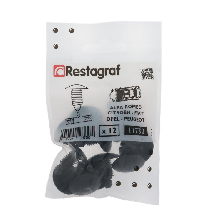 Restagraf - Trim Clip Ø 8 mm Interior Trim (Pack of 12 Pieces) - Citroen 8748W4, 8748Y6 - VehicleClips