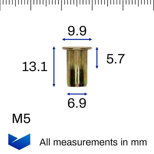 Rivnut, M5 Thread, 7mm Hole - VehicleClips