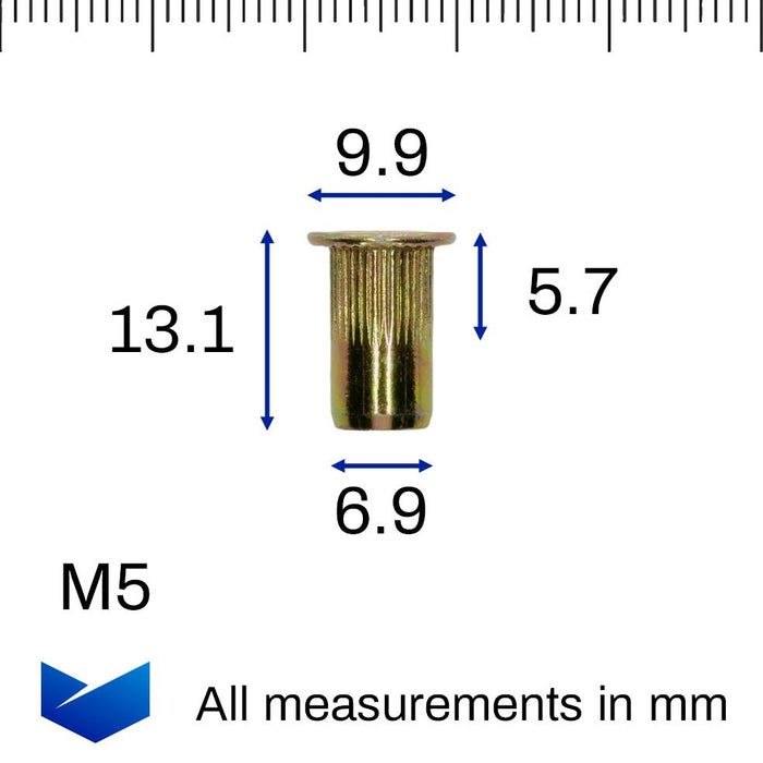 Rivnut, M5 Thread, 7mm Hole - VehicleClips