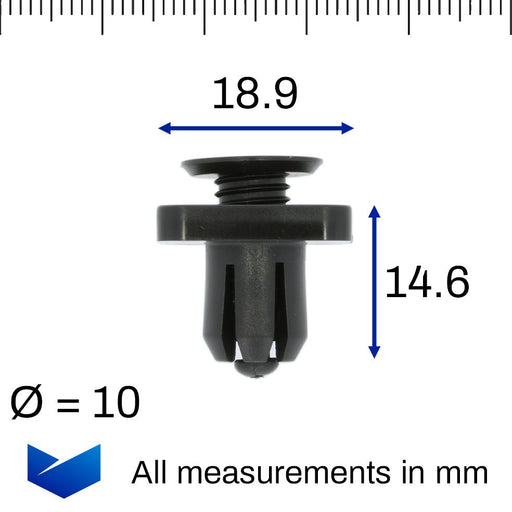 Screw Fit Plastic Clip, 10mm Hole, Square Collar, Honda 91514TG1T01, 91514 - TG1 - T01 - VehicleClips