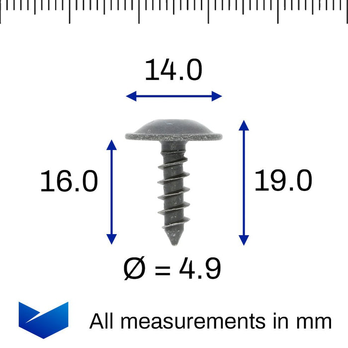 Screw, Metal, 5x16, Black, Seat N91057001 - VehicleClips