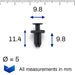 Small 5mm Push Fit Plastic Rivet For Bumpers, Grilles & Trim - Toyota 90467 - 05170 - VehicleClips