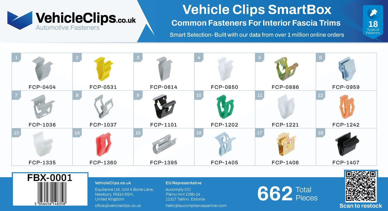 SmartBox Common Automotive Fasteners For Interior Fascia Trims - VehicleClips