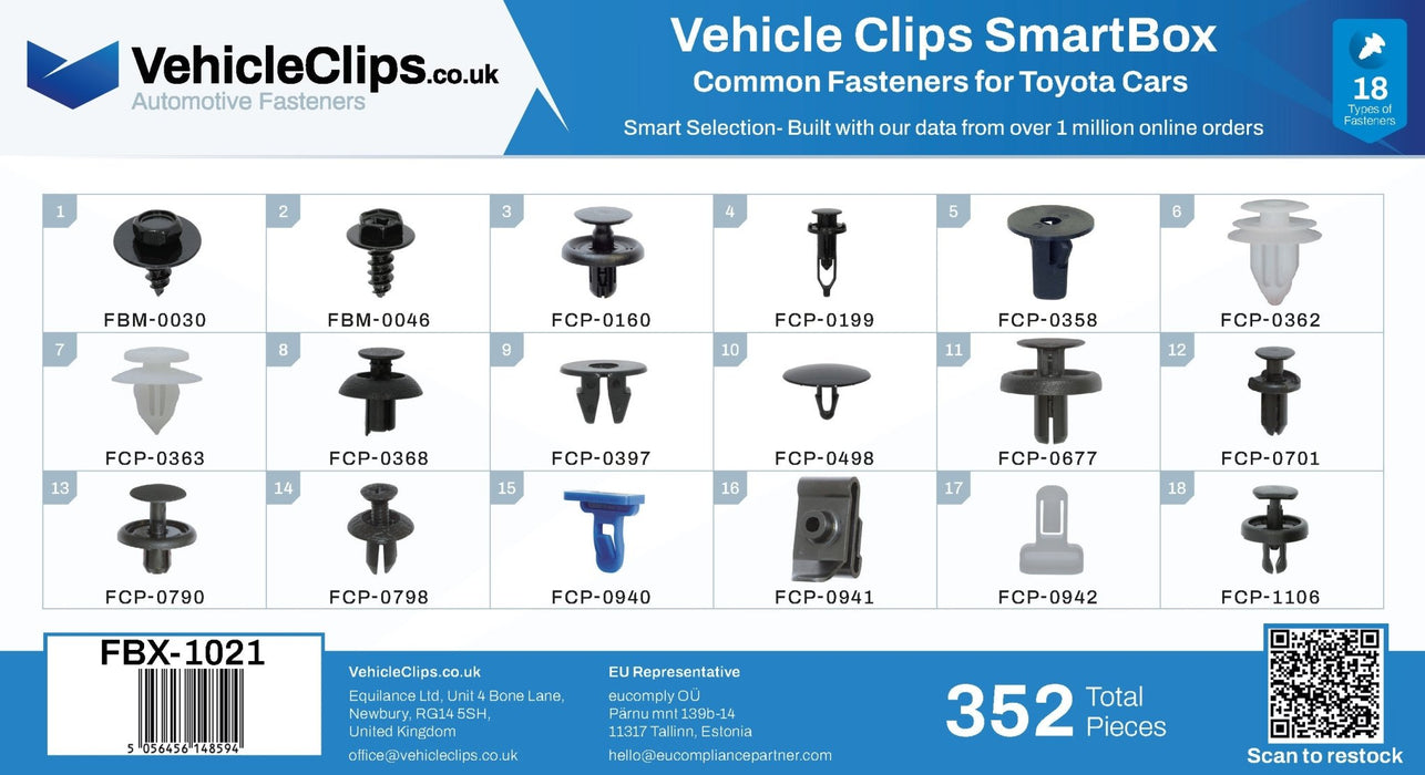 SmartBox Trim Clip & Fastener Assortment for Toyota Cars - VehicleClips