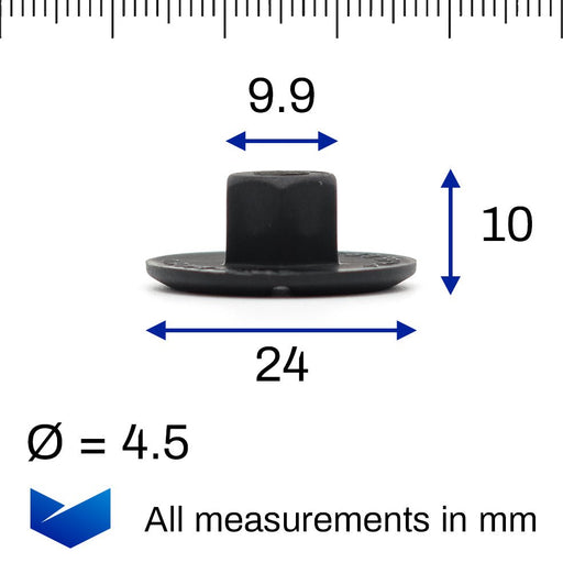 Unthreaded Plastic Nuts for Trim, Carpets & Sensor Mounts - Mercedes A2019900050 - VehicleClips