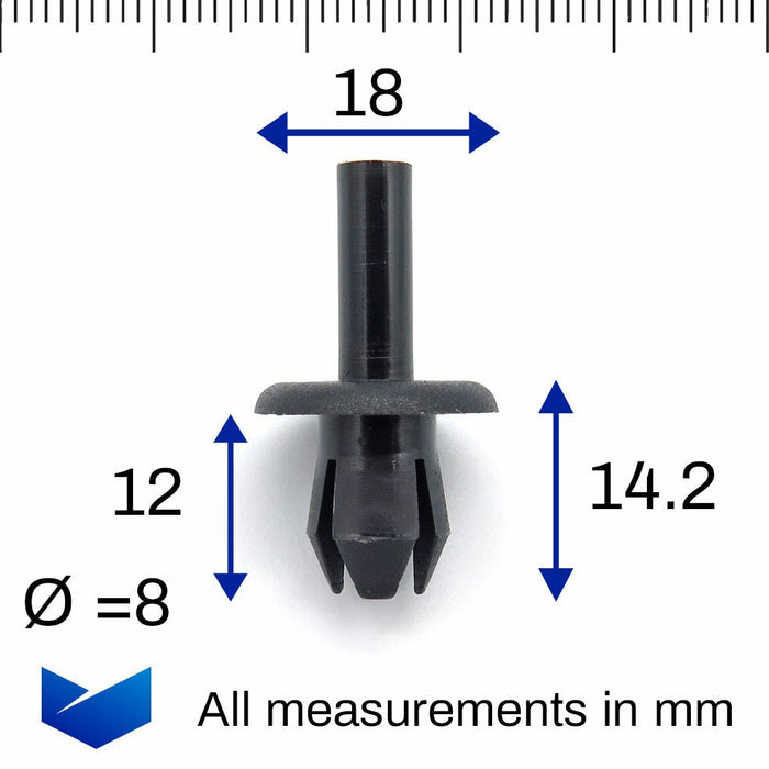Vauxhall 8mm Push Pin Plastic Rivet Clips - 90087290 - VehicleClips