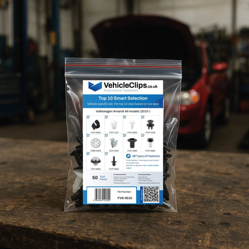 Volkswagen Amarok Fastener Assortment All models (2010 - ) - 50 Piece Kit with Top 10 Most Common Clips & Fixings - VehicleClips
