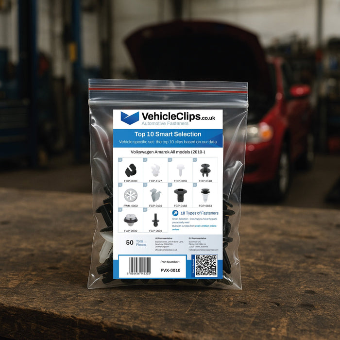 Volkswagen Amarok Fastener Assortment All models (2010 - ) - 50 Piece Kit with Top 10 Most Common Clips & Fixings - VehicleClips