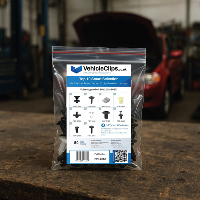 Volkswagen Golf SV Fastener Assortment (2014-2020)- 50 Piece Kit with Top 10 Most Common Clips & Fixings - VehicleClips