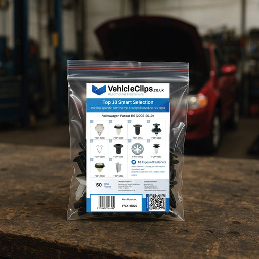 Volkswagen Passat Fastener Assortment B6 (2005 - 2010) - 50 Piece Kit with Top 10 Most Common Clips & Fixings - VehicleClips