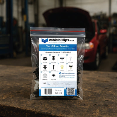 Volkswagen Transporter Fastener Assortment T5 (2003 - 2015) - 50 Piece Kit with Top 10 Most Common Clips & Fixings - VehicleClips