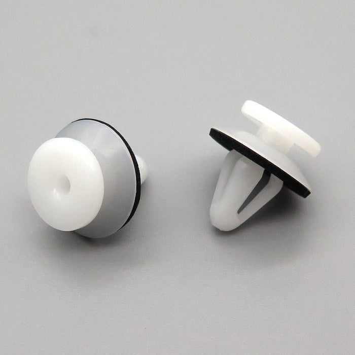White Interior & Exterior Trim Panel Clips, Mitsubishi MB567499 MB696120 MB662743 - VehicleClips