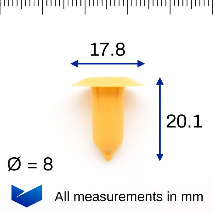 Yellow Insert Clips for Upholstery & Trim, Fiat 60583806 - VehicleClips
