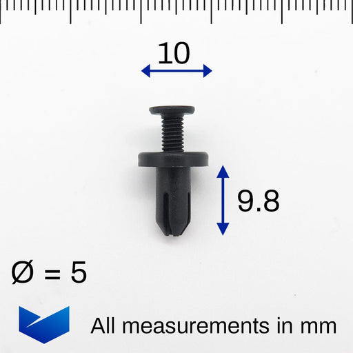 5mm Screw Fit Plastic Trim Clips, Mazda Bumper Fasteners EA0150037 - VehicleClips