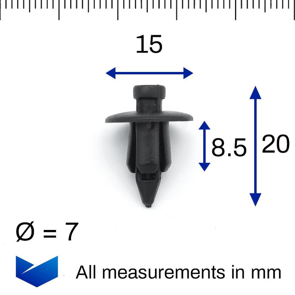 7mm Push Fit Plastic Rivet for Windscreen Cowling, Volvo 987789 ...