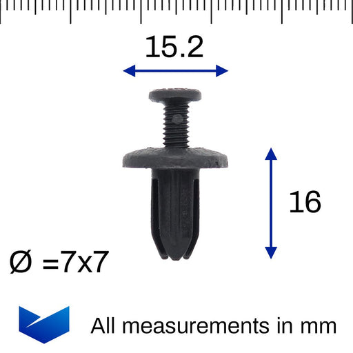 7mm Square Hole, Screw Fit Trim Clip, Honda 91550-SH3-003 - VehicleClips