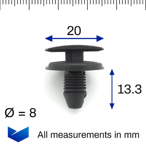 8mm Plastic Rivet- Citroen Trim Clip 856553, 1609267280 - VehicleClips